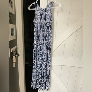 INC International Concepts Navy and White Printed Maxi Dress